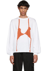 Random Identities - White & Orange Knit Bra Long Sleeve T-Shirt