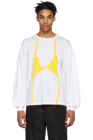 Random Identities - White & Yellow Knit Bra Long Sleeve T-Shirt