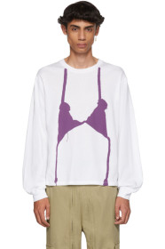 Random Identities - White & Purple Knit Bra Long Sleeve T-Shirt