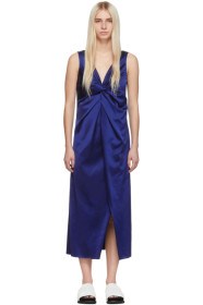 Marina Moscone - Blue V-Neck Twisted Dress