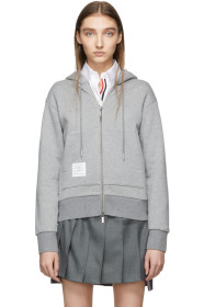 Thom Browne - Grey Stripe Zip-Up Hoodie