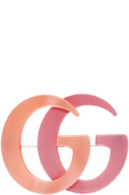 Gucci - Orange & Pink Double G Brooch