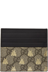 Gucci - Beige GG Supreme Bees Card Holder