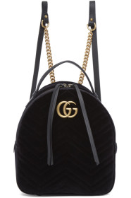 Gucci - 黑色 GG Marmont 2.0 丝绒双肩包