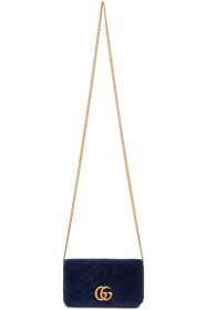 Gucci - Sac en velours bleu GG Marmont 2.0