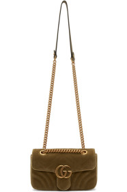 Gucci - Sac en velours brun clair Mini GG Marmont 2.0