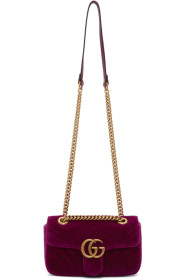 Gucci - Sac en velours mauve Mini GG Marmont 2.0