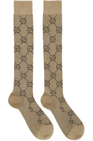 Gucci - Beige & Brown GG Supreme Socks