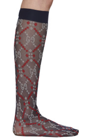 Gucci - Chaussettes bleu marine Jacquard Mesh GG