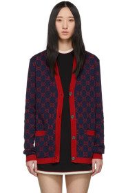 Gucci - Navy GG Jacquard Cardigan