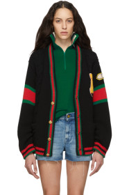 Gucci - Black Oversized Varsity Cardigan