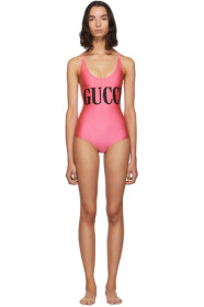 Gucci - 粉色亮面连体泳衣