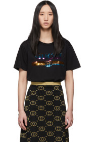 Gucci - ブラック シークイン ビンテージ ロゴ T シャツ