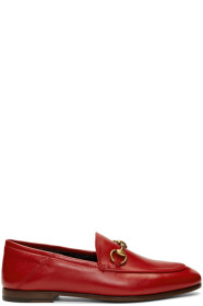 Gucci - Red Leather Horsebit Loafers