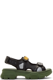 Gucci - Sandales noires et vertes Aguru Chunky