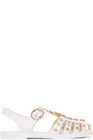 Gucci - Off-White Studded Jelly GG Cage Sandals