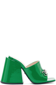 Gucci - Sandales en cuir verni à mors vertes Lexi