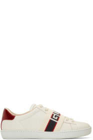 Gucci - White Elastic Band New Ace Sneakers
