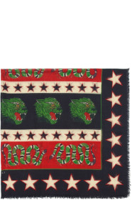 Gucci - Black & Red Panther Scarf