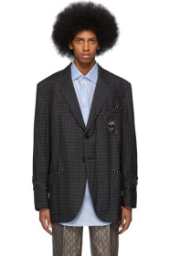 Gucci - Grey Mouliné Crest Blazer