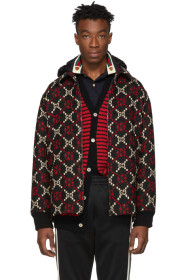 Gucci - Red & Black Wool Macro GG Diamond Jacket