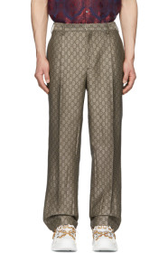 Gucci - Brown & White GG Supreme Wool Trousers
