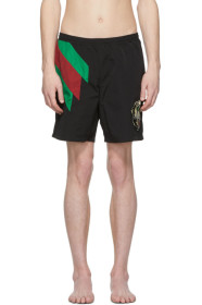 Gucci - Black Intarsia Tiger Swim Shorts