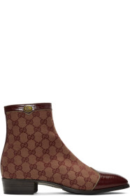 Gucci - Burgundy Canvas Original GG Boots