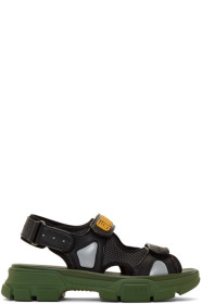 Gucci - Sandales noires et vertes Aguru