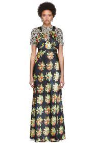 Paco Rabanne - Black Satin Floral Dress