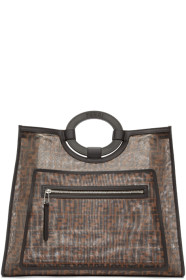 Fendi - 棕色大号“Forever Fendi”网眼托特包