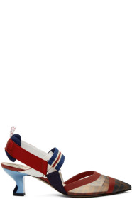 Fendi - ネイビー & レッド コリブリ スリングバック ヒール