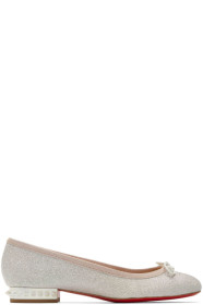 Christian Louboutin - Ballerines scintillantes argentées 'La Massine'