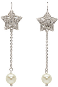 Miu Miu - Silver & White Crystal Star Long Earrings