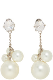 Miu Miu - Silver & White Crystal Pearl Earrings