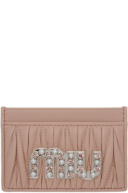 Miu Miu - Porte-cartes rose Crystal Logo