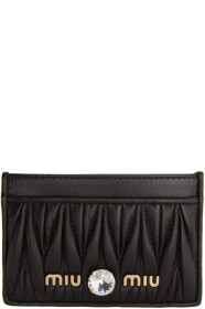 Miu Miu - Porte-cartes en cuir noir Matelassé