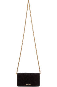 Miu Miu - Black Velvet Matelassé Wallet Chain Bag