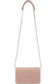 Miu Miu - Pink Matelassé Wallet Chain Bag