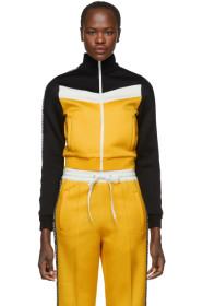 Miu Miu - Yellow Elastic Logo Stripe Zip-Up Sweatshirt
