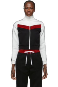 Miu Miu - Black Elastic Logo Stripe Zip-Up Sweatshirt