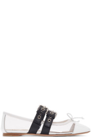 Miu Miu - Transparent & White Double Bands Ballerina Flats
