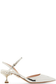 Miu Miu - Silver Patent Slingback Heels