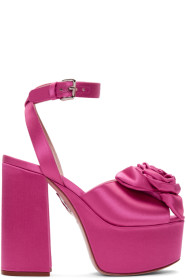 Miu Miu - Pink Satin Rose Sandals