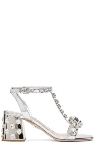 Miu Miu - Silver Cube Heeled Sandals