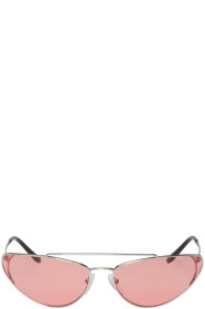 Prada - Silver & Pink Metal Oval Sunglasses