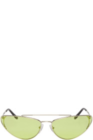 Prada - Silver & Green Metal Oval Sunglasses