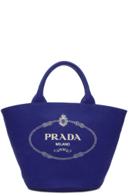 Prada - Cabas en toile à logo bleu