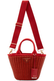 Prada - Cabas en raphia rouge Vase