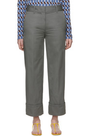 Prada - Grey Cotton Pocket Logo Trousers